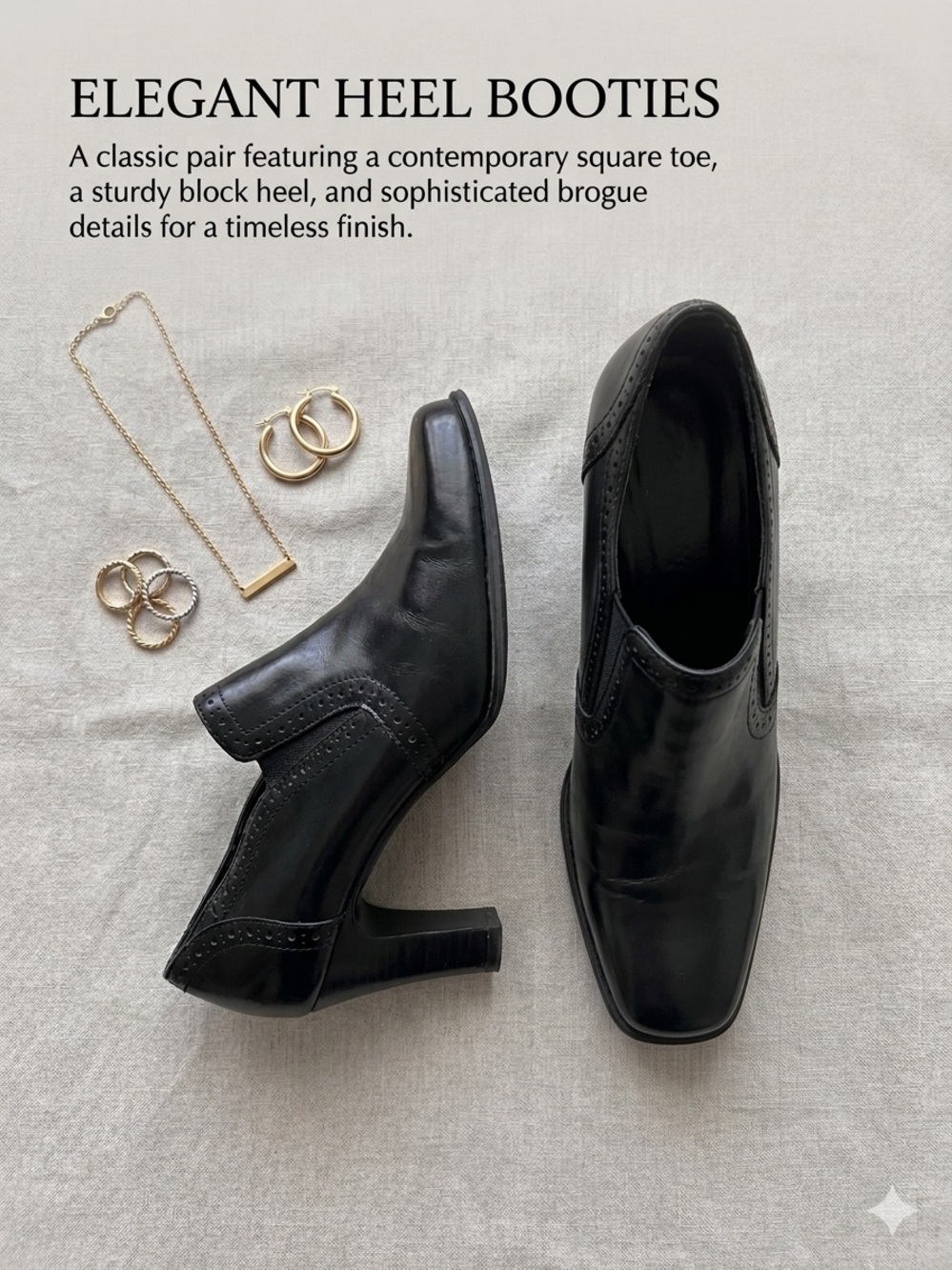 G.H. Bass & Co. Black Square-Toe Heel Booties